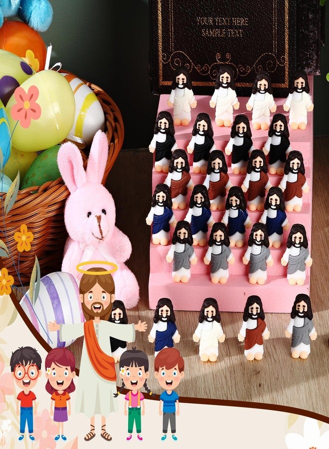 Bememo 25 Pcs Mini Jesus Figurines Bulk Original Design Rubber Mini Jesus Figures to Hide and Seek Religious Gifts Sunday School Baptism Easter Egg Filling(Morandi Color) - Image 3